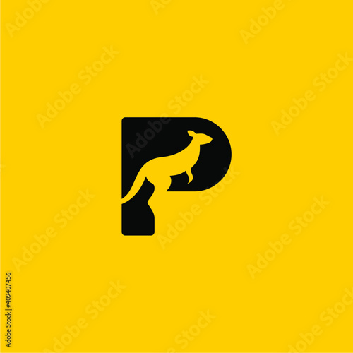 P kangaroo Australia logo design
