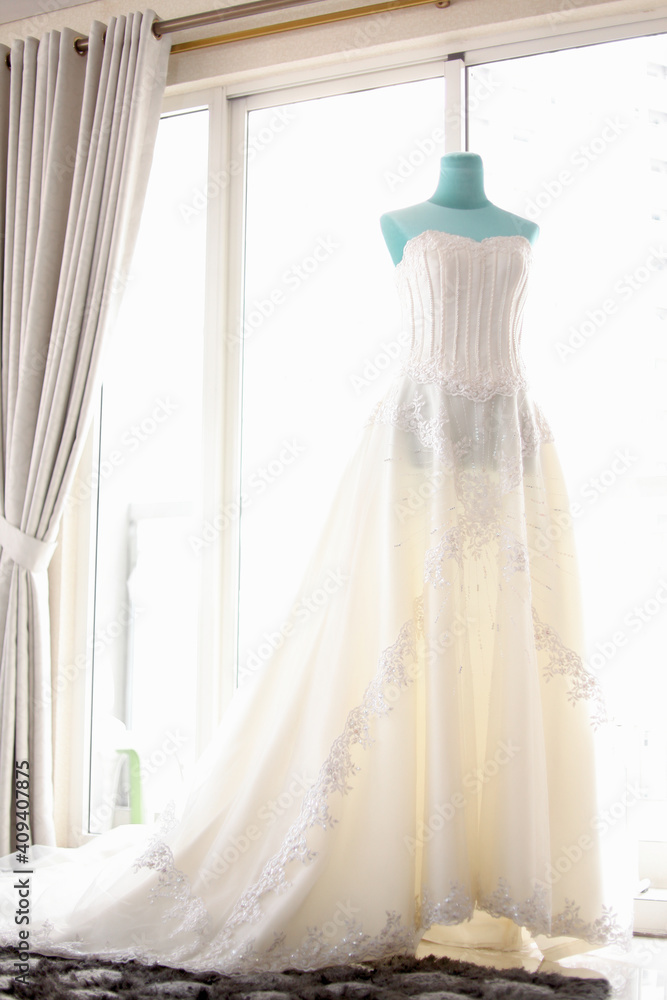 wedding dress on the mannequin