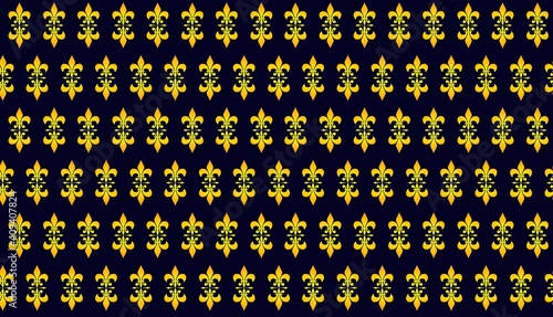 old retro fashioned royal style golden floral print embroidery seamless design in dark blue color