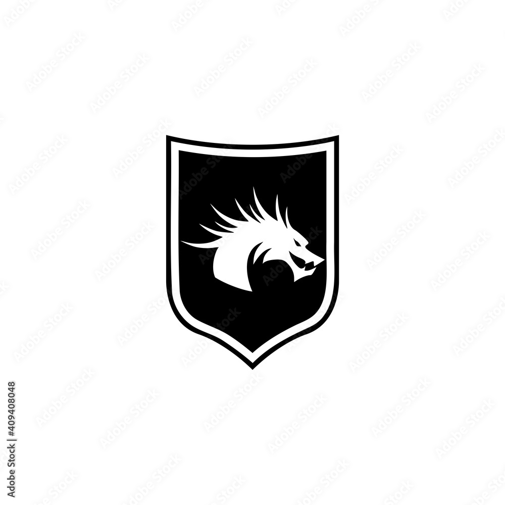 Dragon shield logo design isolated on white background Dragon shield logo design isolated on white background