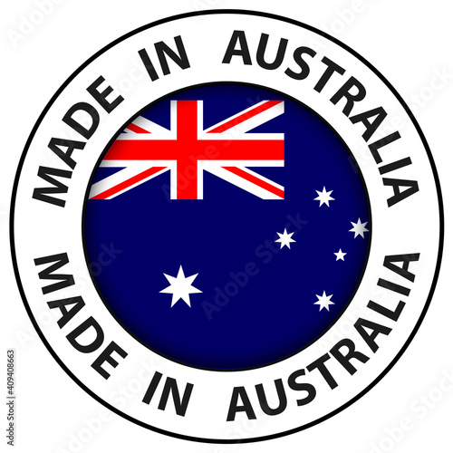 Made in Australia icon, circle button, vector illustration.