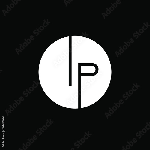 IP letters. Minimalistic logo vector on black background