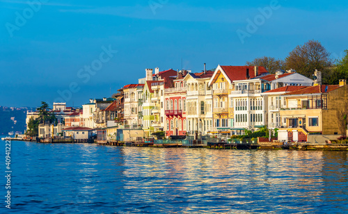 View of the first raw of the old finest Ottoman era waterfront houses in Istanbul