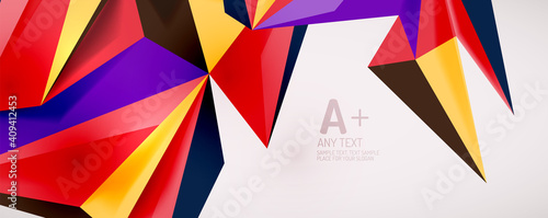 Vector triangle geometric backgrounds. Low poly 3d shape on light backdrop. Vector illustration for covers  banners  flyers and posters and other designs