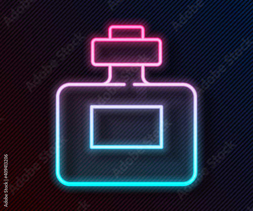Glowing neon line Perfume icon isolated on black background. Vector.