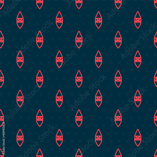 Red line Wizard warlock icon isolated seamless pattern on black background. Vector.