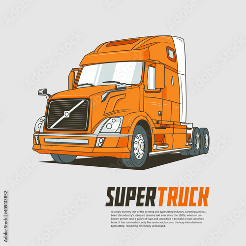 Modern truck without container. Expedition vehicle vector illustration.