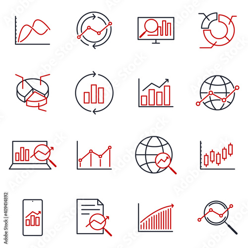 Data analytic set icon. Infographic icons. Financial Analytics pack symbol vector illustration.