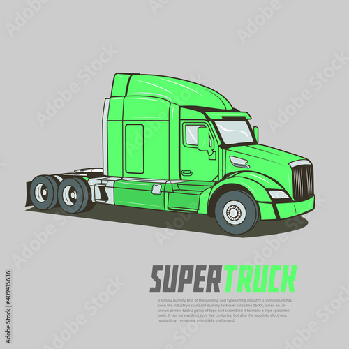 Modern truck without container. Expedition vehicle vector illustration.