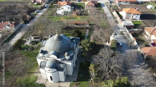 Aerial view of Uzundzhovo Church, Haskovo Region, Bulgaria photo