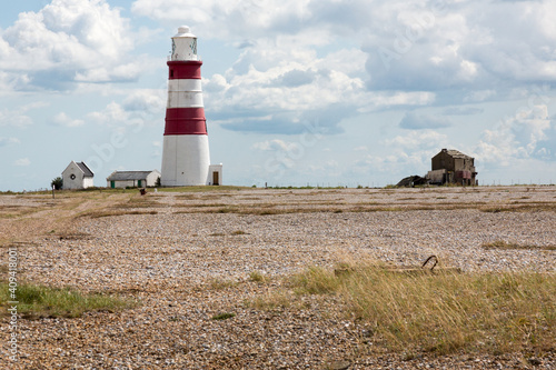 The candy coloured Orford Ness lighthouse, Suffolk