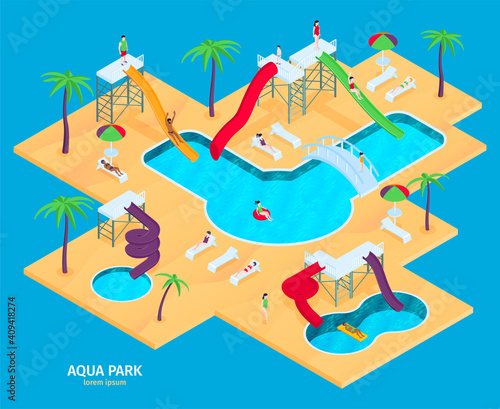 Aqua Park Isometric Composition