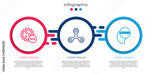Set line Negative virus, Virus and Corona covid-19. Business infographic template. Vector.