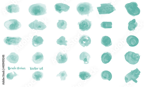 Set of vector round spots in a watercolor style. Suitable for abstract backgrounds and trendy decor, cards, design invitations, etc.