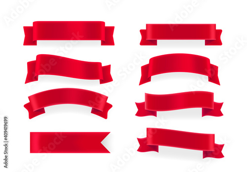 Red shining vector banners. Elements isolated on white background