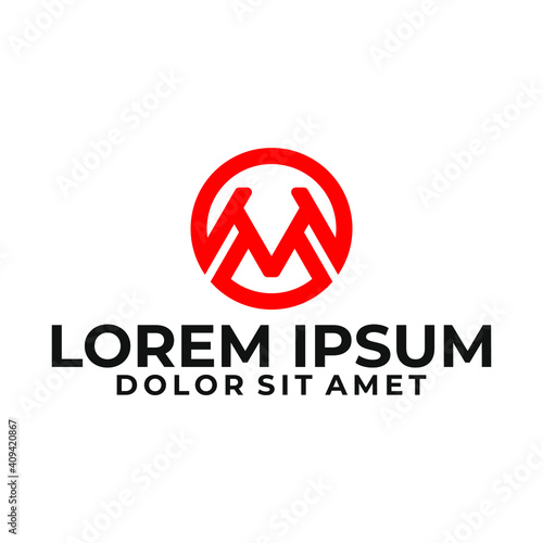 Free Download Initial letter M logo template with geometric abstract japanese kamon line art illustration in flat design monogram symbol - GFXLoad