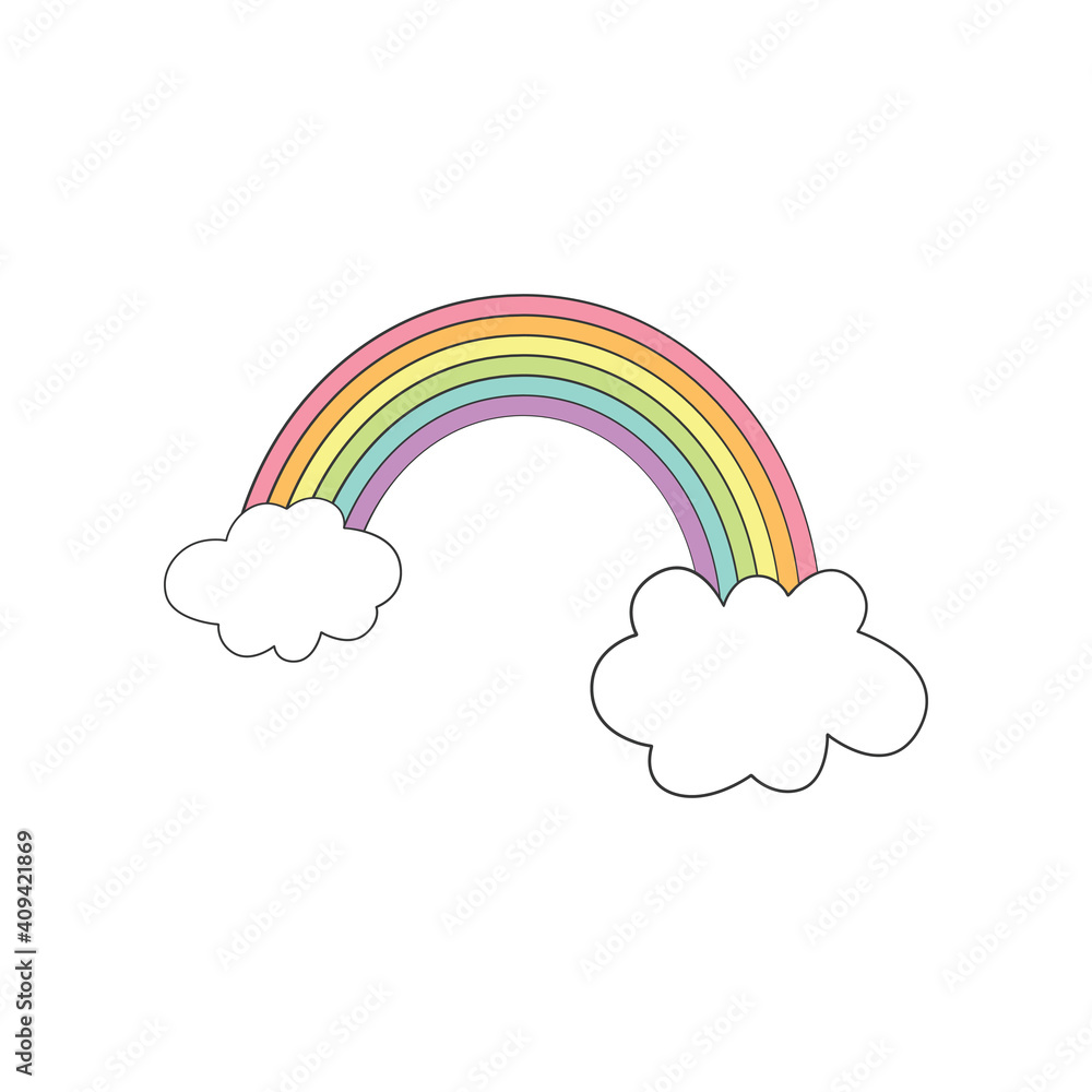 Cute vector illustration with rainbow and clouds Cute vector illustration with rainbow and clouds