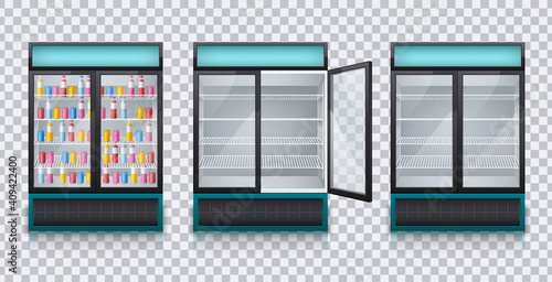 Drinks Fridges Realistic Transparent Set
