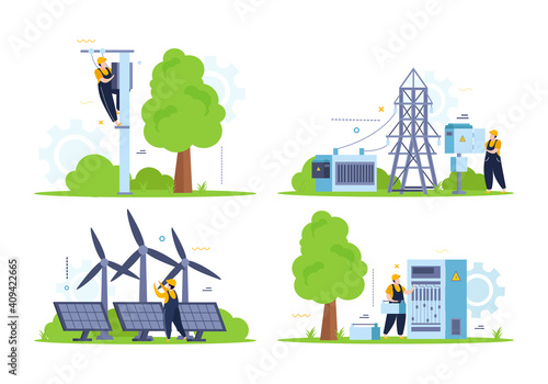 Outdoor Electricity Flat Composition