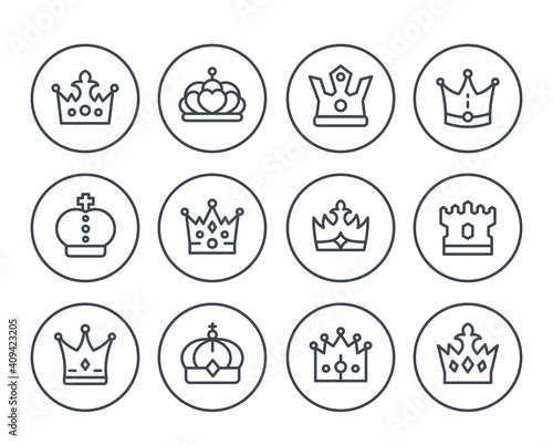 crowns line icons on white