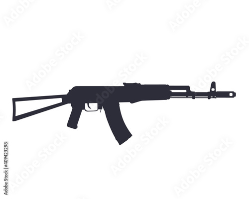 assault rifle, russian automatic gun silhouette isolated on white photo