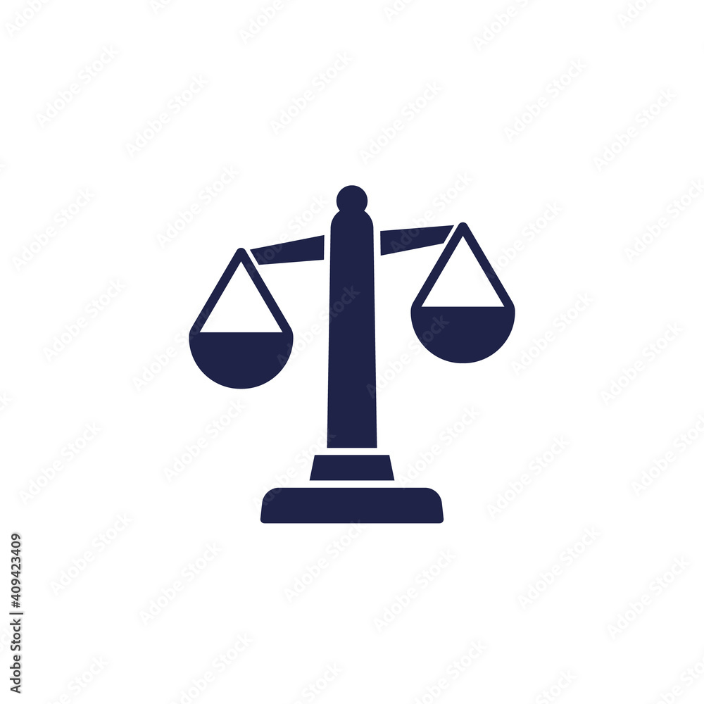 Ethics icon with scales on white Ethics icon with scales on white