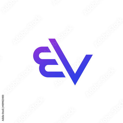 EV letters logo, monogram on white