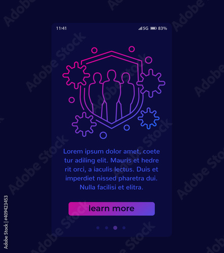 immune system and immunity mobile banner with line icon
