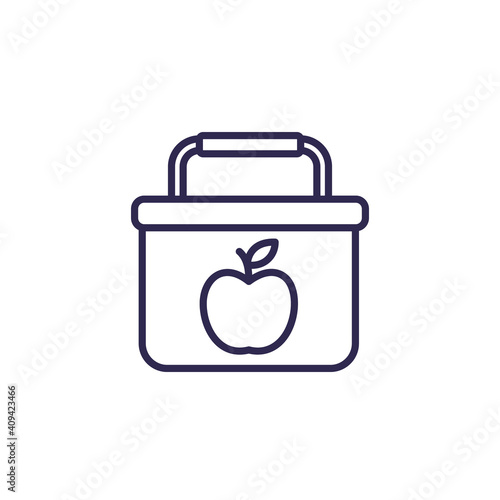 lunch box line icon on white