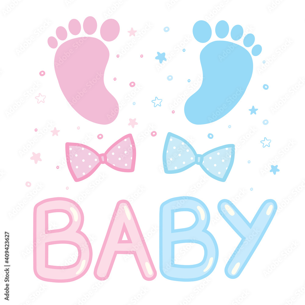 Vector greeting card. Baby shower card. Baby announcement card design element. It's a boy, it's a girl. Vector greeting card. Baby shower card. Baby announcement card design element. It's a boy, it's a girl.