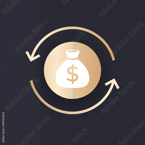 reinvest money, financing and investing icon for web