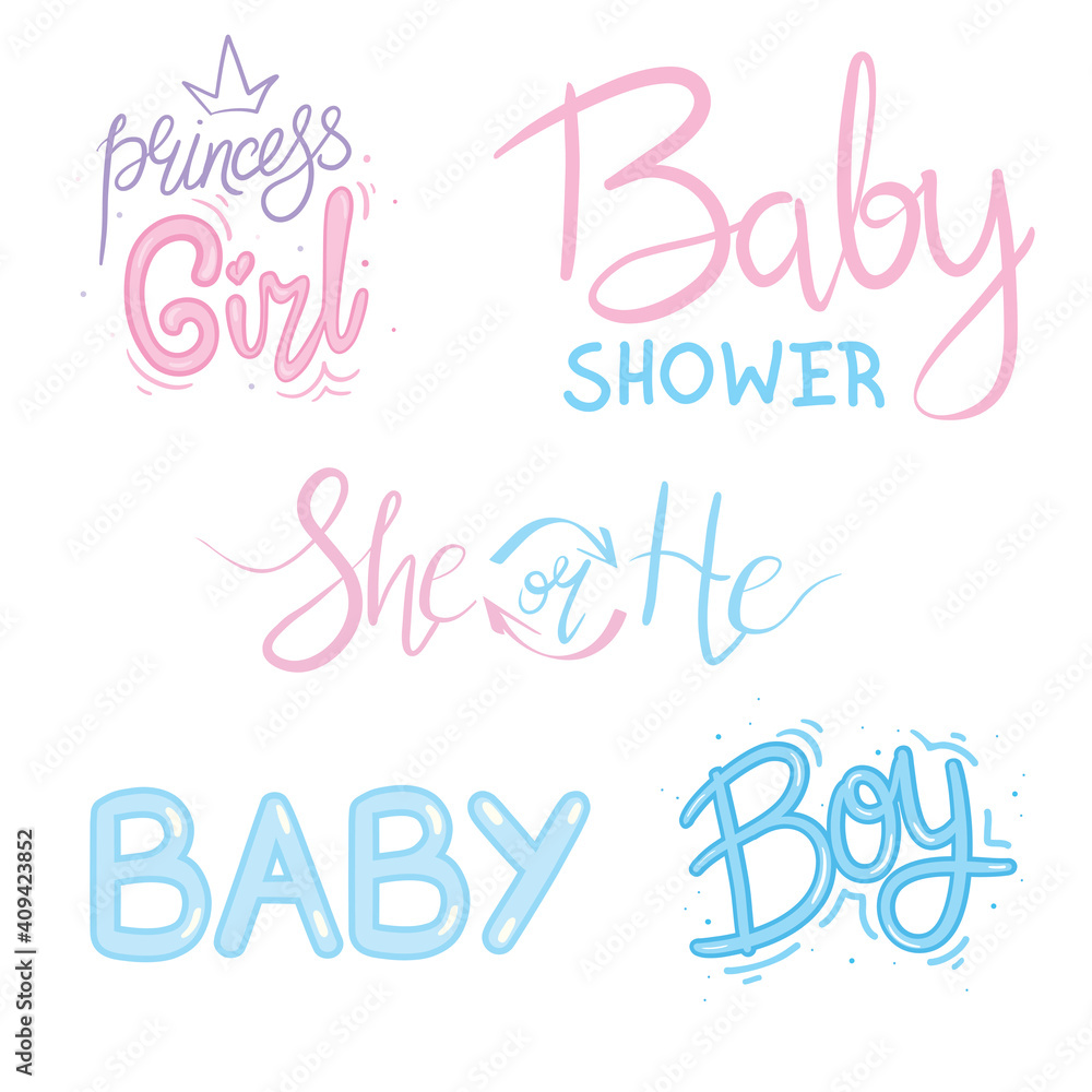 Vector Lettering for Baby Shower card.