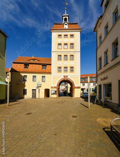 Das Reichstor in der historischen Altstadt der Stadt Borna, Landkreis Leipzig, Sachsen, Deutschland photo