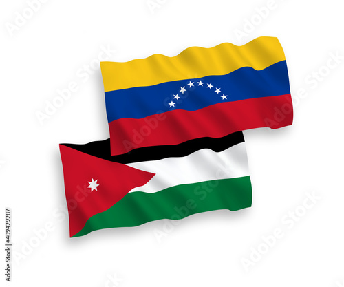 Flags of Venezuela and Hashemite Kingdom of Jordan on a white background