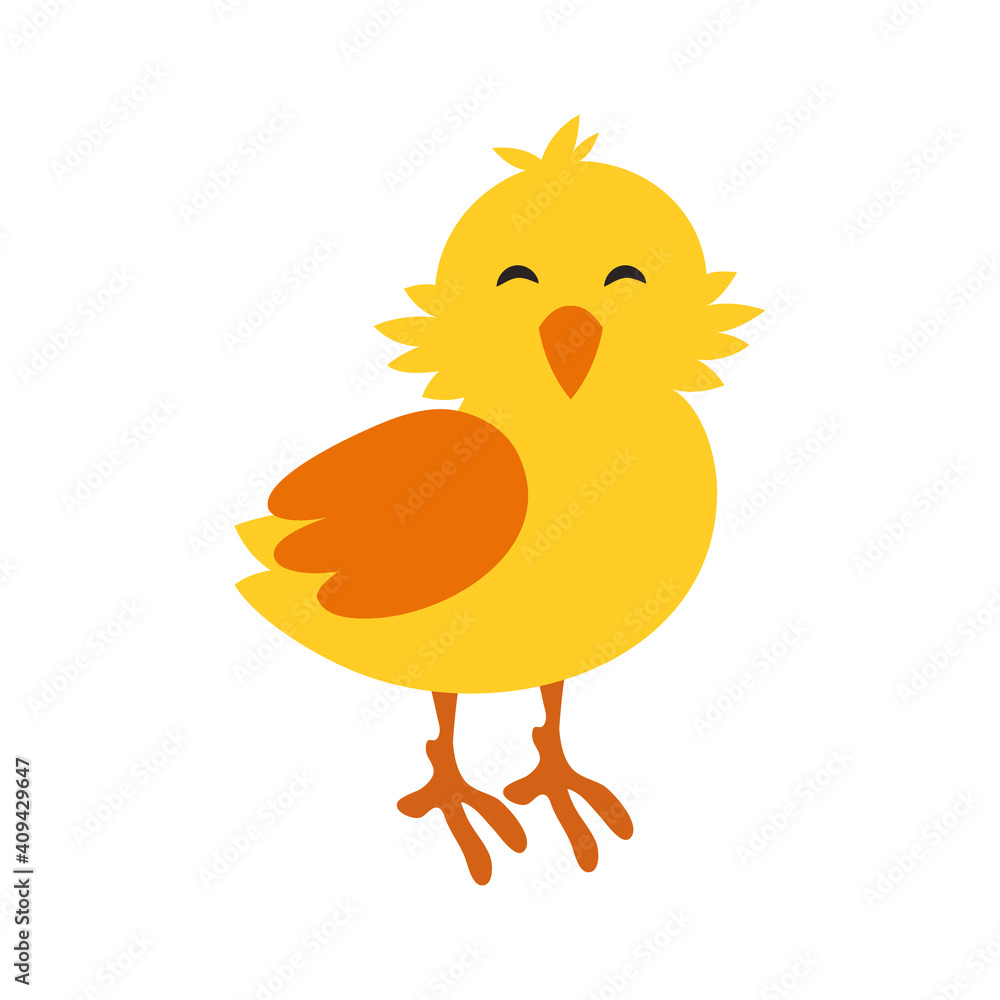 Funny yellow chicken. Vector illustration on white isolated background Funny yellow chicken. Vector illustration on white isolated background