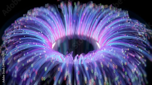 4K Animation of Artificial Intelligence eye made from fiber optics.
Abstract digital and technology intro.
Ultra HD, 3840x2160 3D animation. photo