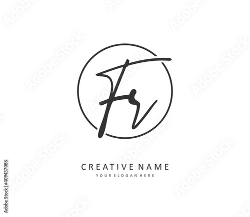 FR Initial letter handwriting and signature logo. A concept handwriting initial logo with template element.