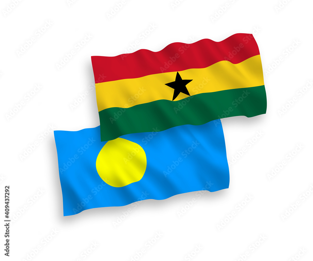 Obraz premium Flags of Palau and Ghana on a white background