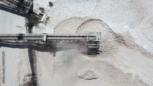 Stone crusher plant machine. Quarry equipment for production of building materials. 