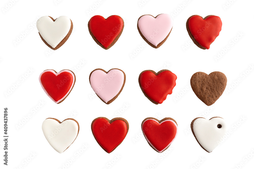 Background from heart shaped gingerbread. Isolate. Valentines Day. Mothers day.