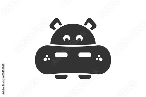 Cute hippo face. Simple icon. Flat style element for graphic design. Vector EPS10 illustration.
