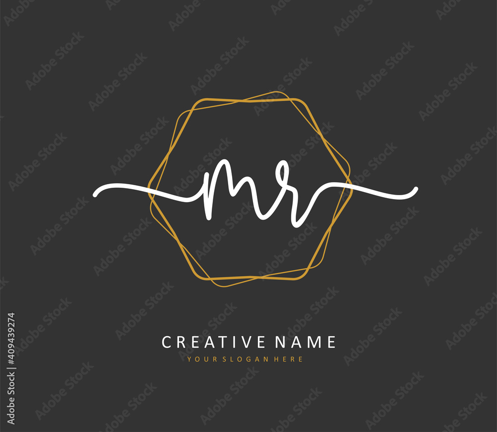 MR Initial letter handwriting and signature logo. A concept handwriting initial logo with template element. MR Initial letter handwriting and signature logo. A concept handwriting initial logo with template element.