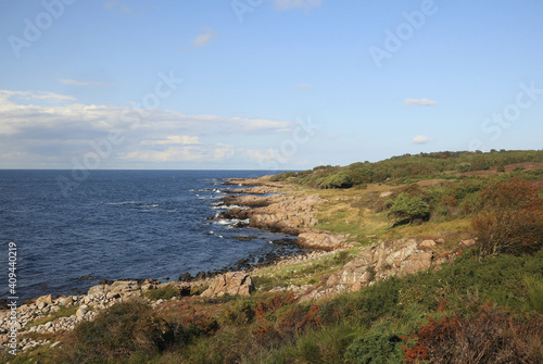 coast on the island of Bornholm in the Baltic Sea, traveling around Europe, Holidays on the island, amazing places in Europe