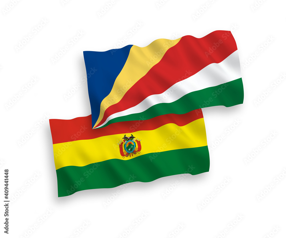 Flags of Bolivia and Seychelles on a white background Flags of Bolivia and Seychelles on a white background