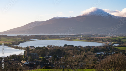 View of Mourne Mountains from Dundrum  Northern Ireland  UK
