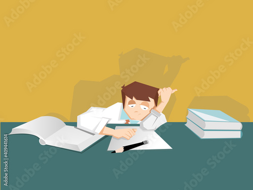 Businessman working hard and very boring