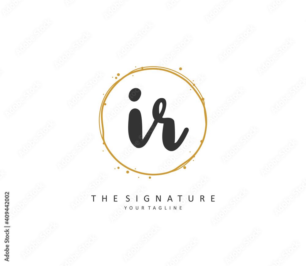 Fototapeta premium IR Initial letter handwriting and signature logo. A concept handwriting initial logo with template element.