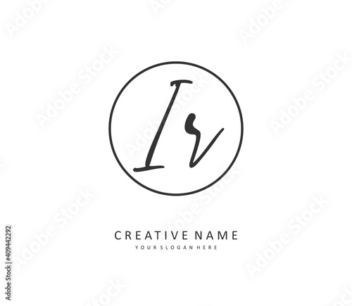 IR Initial letter handwriting and signature logo. A concept handwriting initial logo with template element.