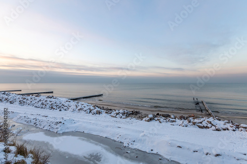 Wallpaper Mural Winter seascape with Baltic Sea waters, horizon and cloudy sky in Kaliningrad region, Russia Torontodigital.ca