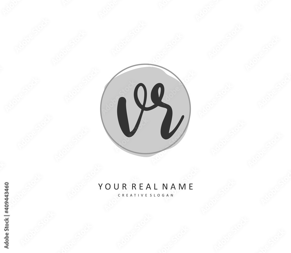 VR Initial letter handwriting and signature logo. A concept handwriting initial logo with template element.